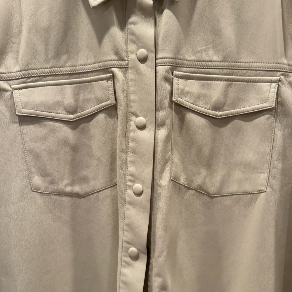 Good American Off-White Leather Jacket